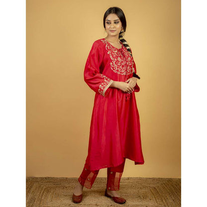 Priya Chaudhary Rose Pink Chanderi Silk Pants