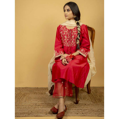 Priya Chaudhary Rose Pink Chanderi Silk Pants