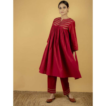 Priya Chaudhary Maroon Red Chanderi Silk Kurta
