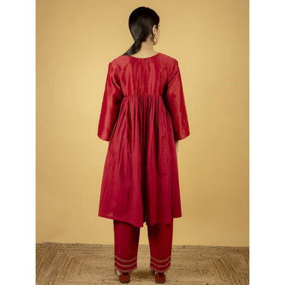 Priya Chaudhary Maroon Red Chanderi Silk Kurta