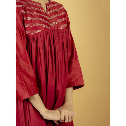 Priya Chaudhary Maroon Red Chanderi Silk Kurta
