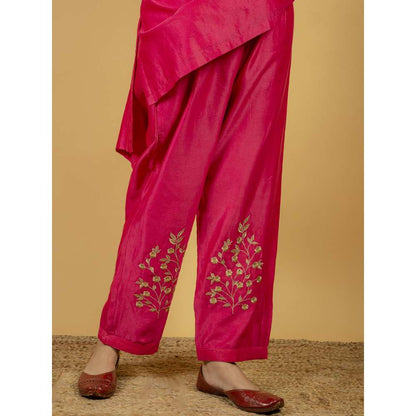 Priya Chaudhary Pink Embroidered Chanderi Silk Pants