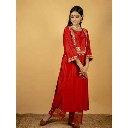Priya Chaudhary Red Chanderi Silk Kurta