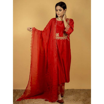 Priya Chaudhary Red Chanderi Silk Kurta