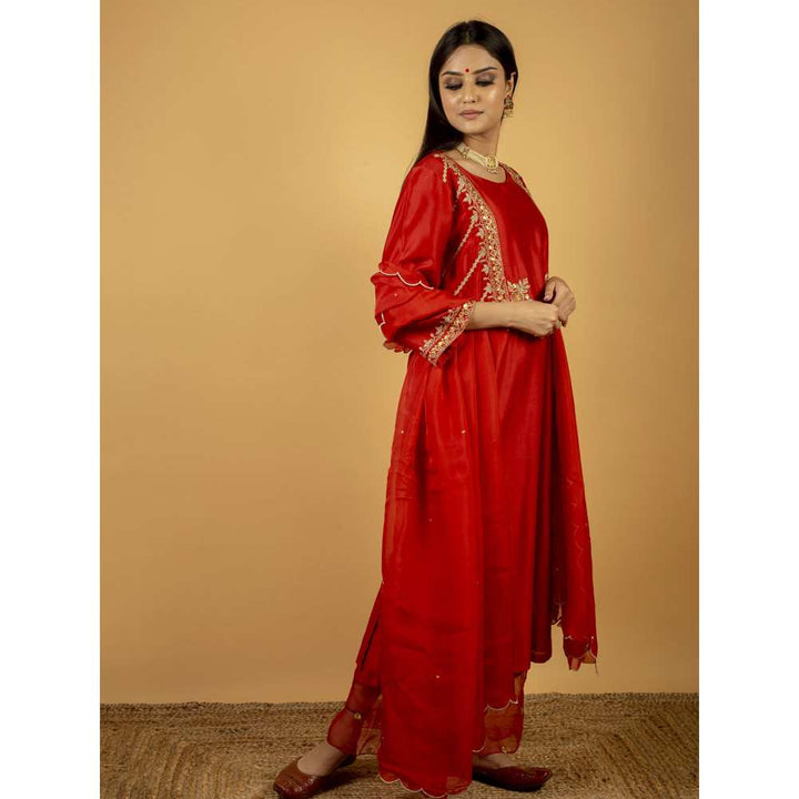 Priya Chaudhary Red Chanderi Silk Kurta