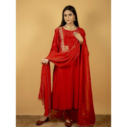Priya Chaudhary Red Chanderi Silk Kurta