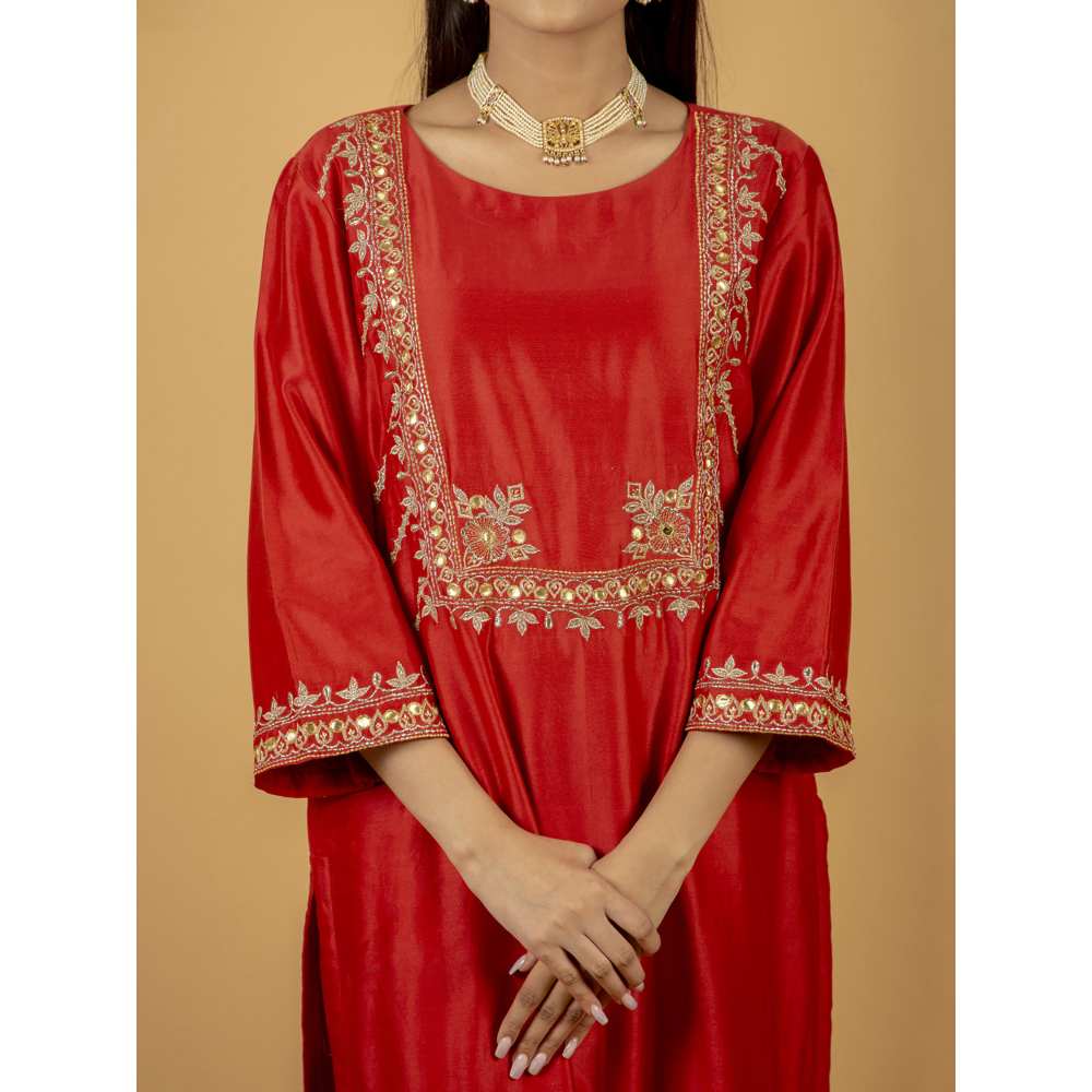 Priya Chaudhary Red Chanderi Silk Kurta