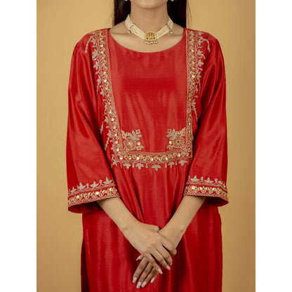 Priya Chaudhary Red Chanderi Silk Kurta