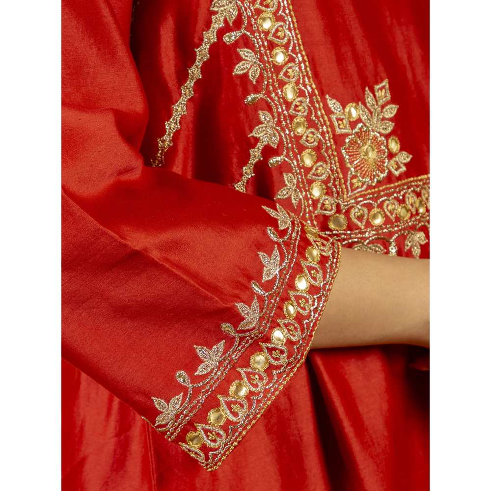 Priya Chaudhary Red Chanderi Silk Kurta