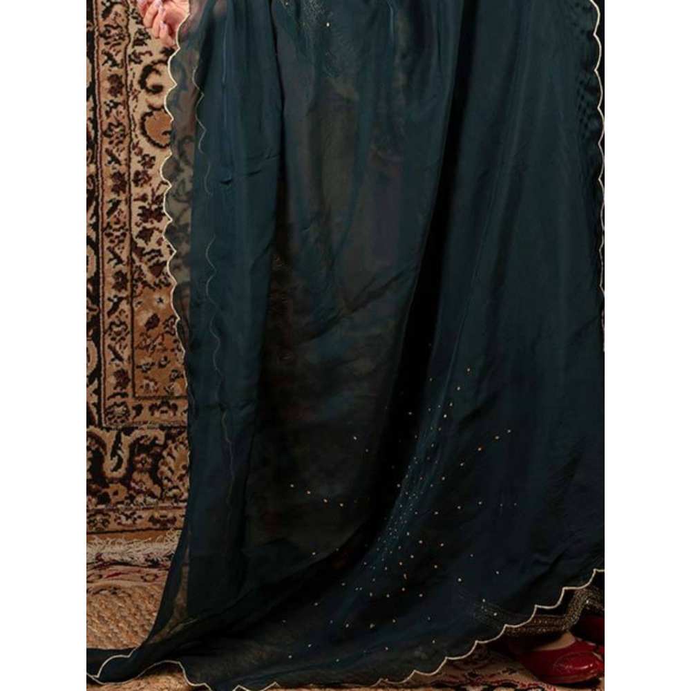 Priya Chaudhary Teal Blue Organza Dupatta