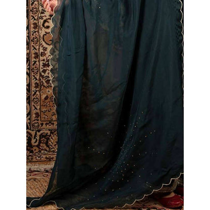 Priya Chaudhary Teal Blue Organza Dupatta