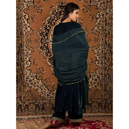 Priya Chaudhary Teal Blue Organza Dupatta