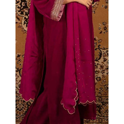 Priya Chaudhary Magenta Organza Dupatta