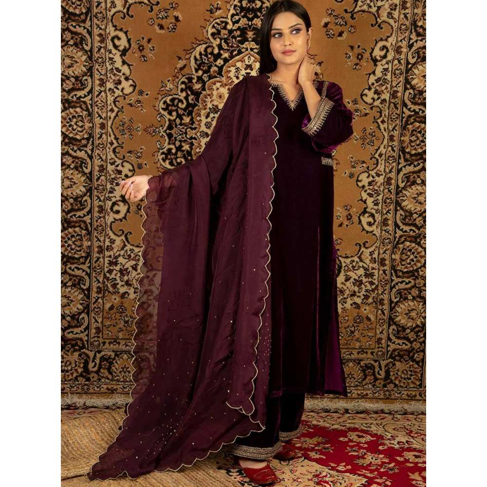 Priya Chaudhary Purple Organza Dupatta