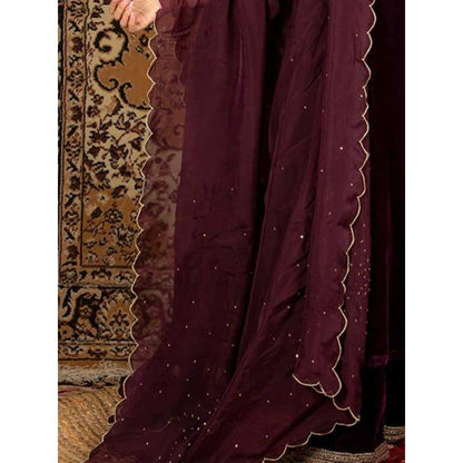 Priya Chaudhary Purple Organza Dupatta