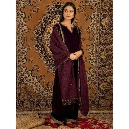 Priya Chaudhary Purple Organza Dupatta