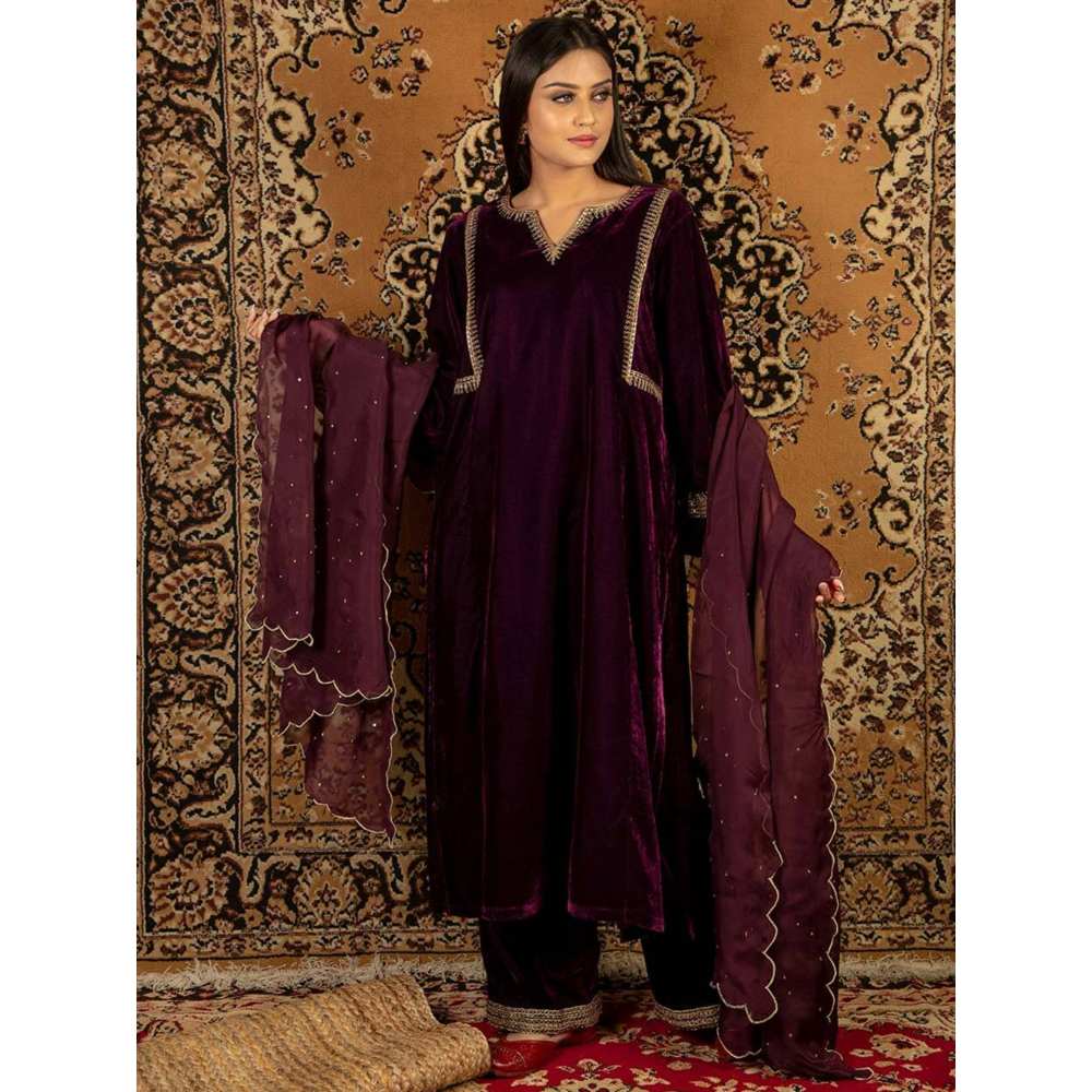 Priya Chaudhary Purple Organza Dupatta