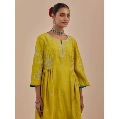 Priya Chaudhary Lime Green Chanderi Dupatta