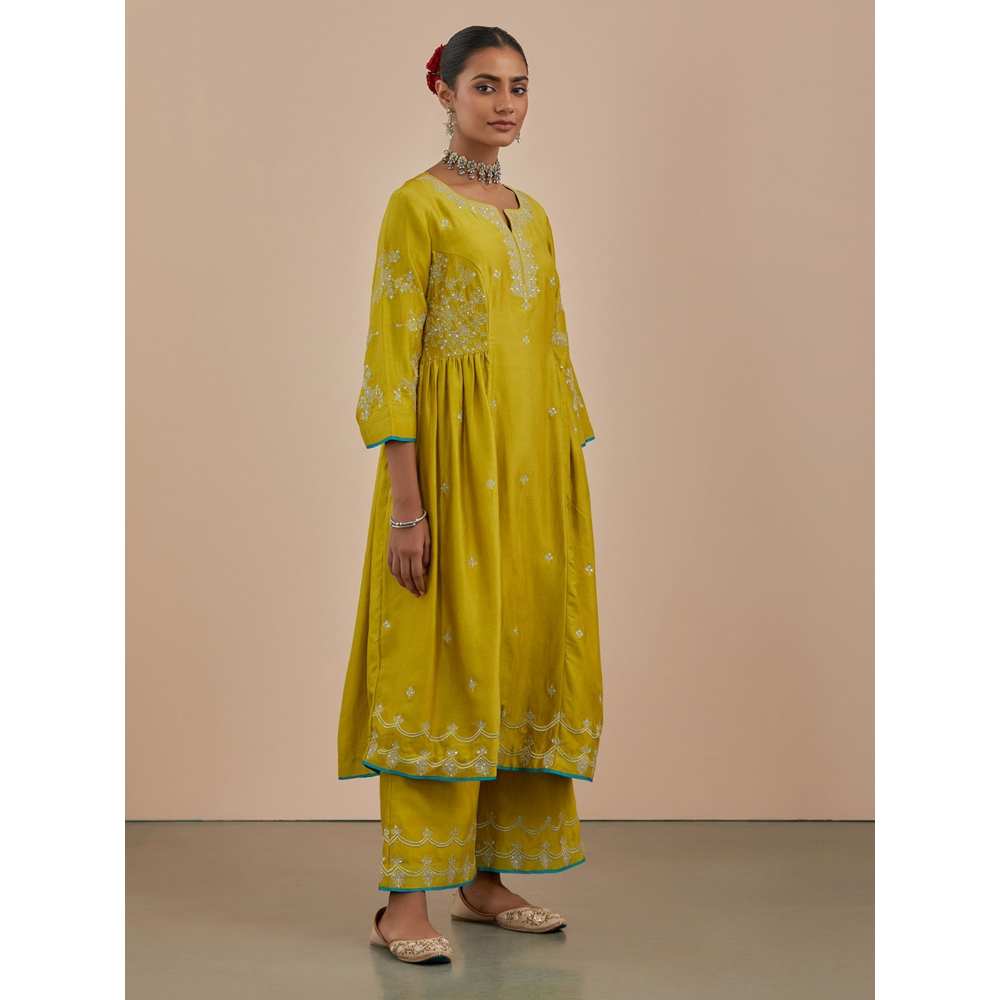 Priya Chaudhary Lime Green Chanderi Dupatta
