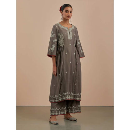 Priya Chaudhary Rust Embroidered Chanderi Dupatta
