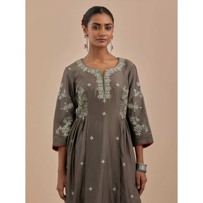Priya Chaudhary Rust Embroidered Chanderi Dupatta