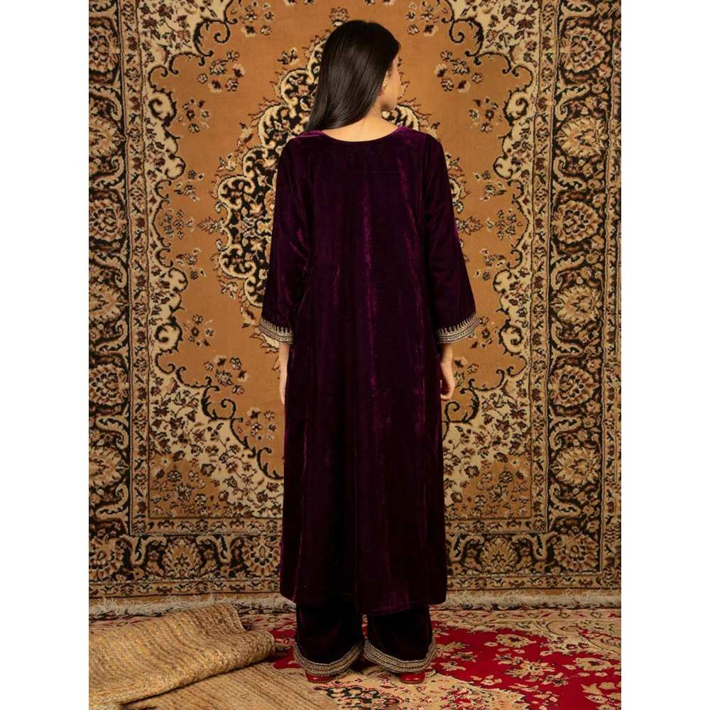 Priya Chaudhary Purple Silk Velvet Pants