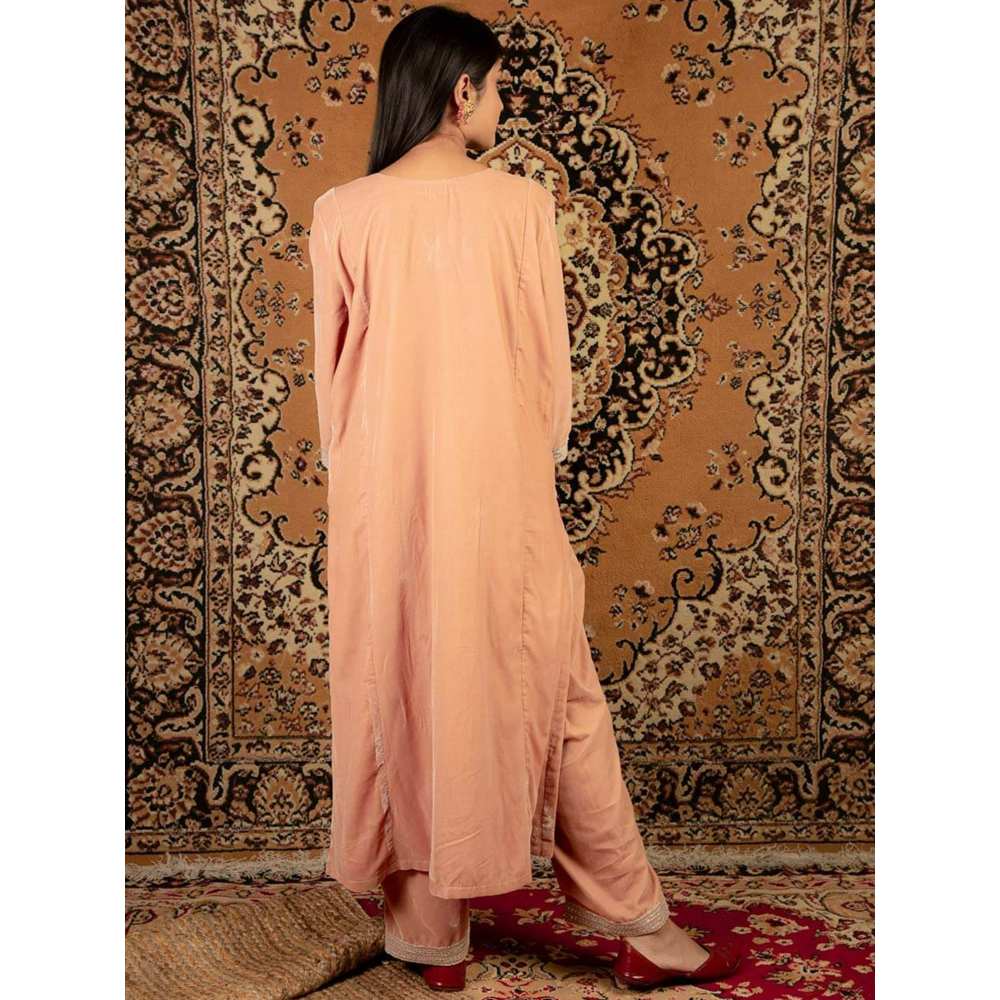 Priya Chaudhary Peach Silk Velvet Kurta