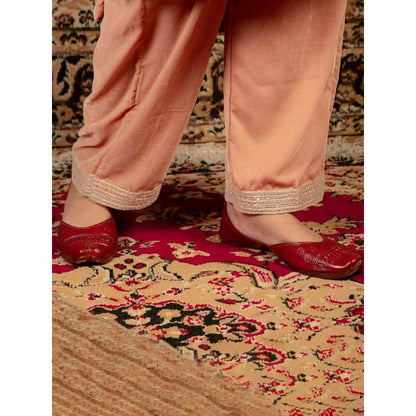 Priya Chaudhary Peach Silk Velvet Pants