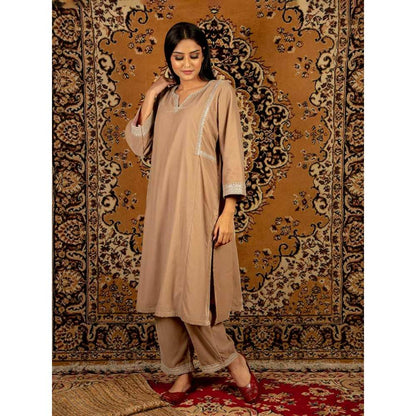 Priya Chaudhary Light Brown Silk Velvet Kurta
