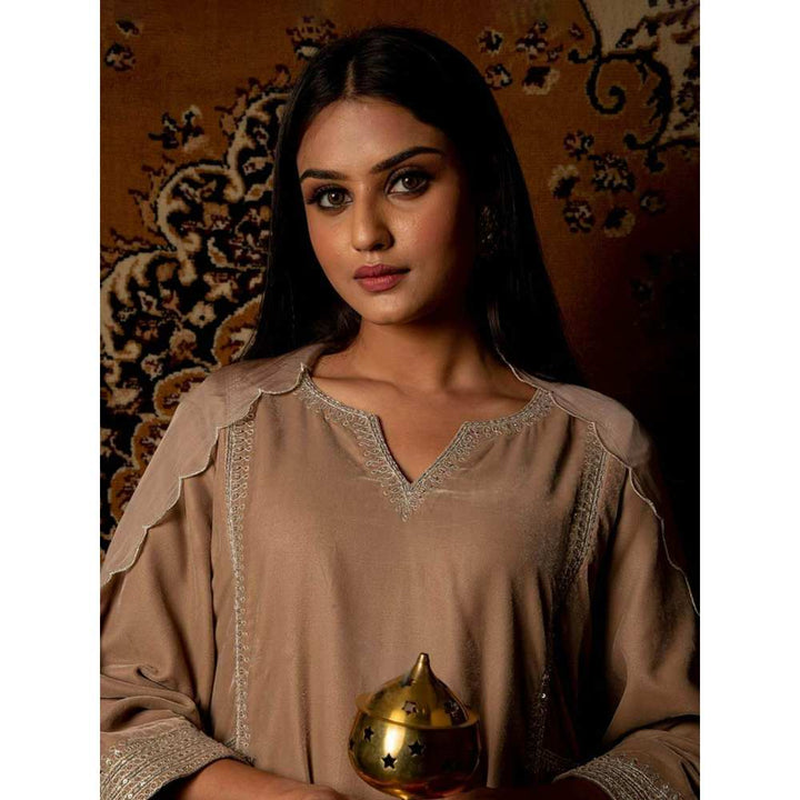 Priya Chaudhary Light Brown Silk Velvet Kurta