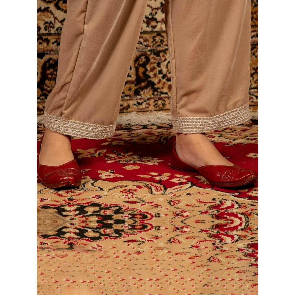 Priya Chaudhary Light Brown Silk Velvet Pants