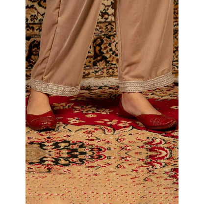 Priya Chaudhary Light Brown Silk Velvet Pants