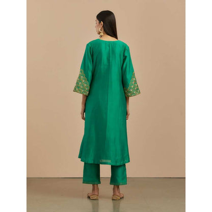 Priya Chaudhary Green Chanderi Silk Pants