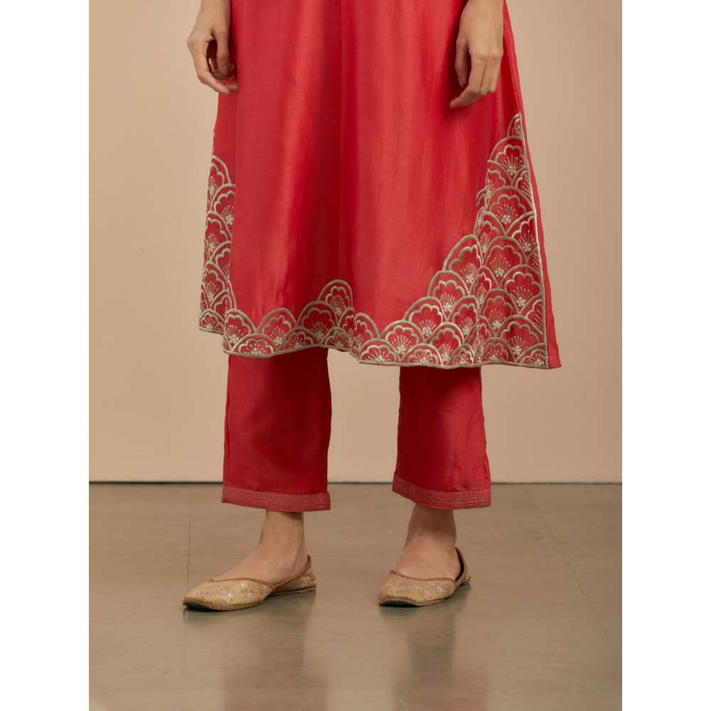 Priya Chaudhary Red Chanderi Silk Pants