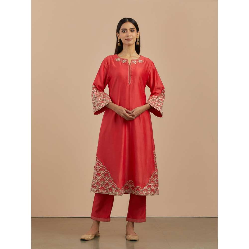 Priya Chaudhary Red Chanderi Silk Pants