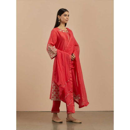 Priya Chaudhary Red Chanderi Silk Pants