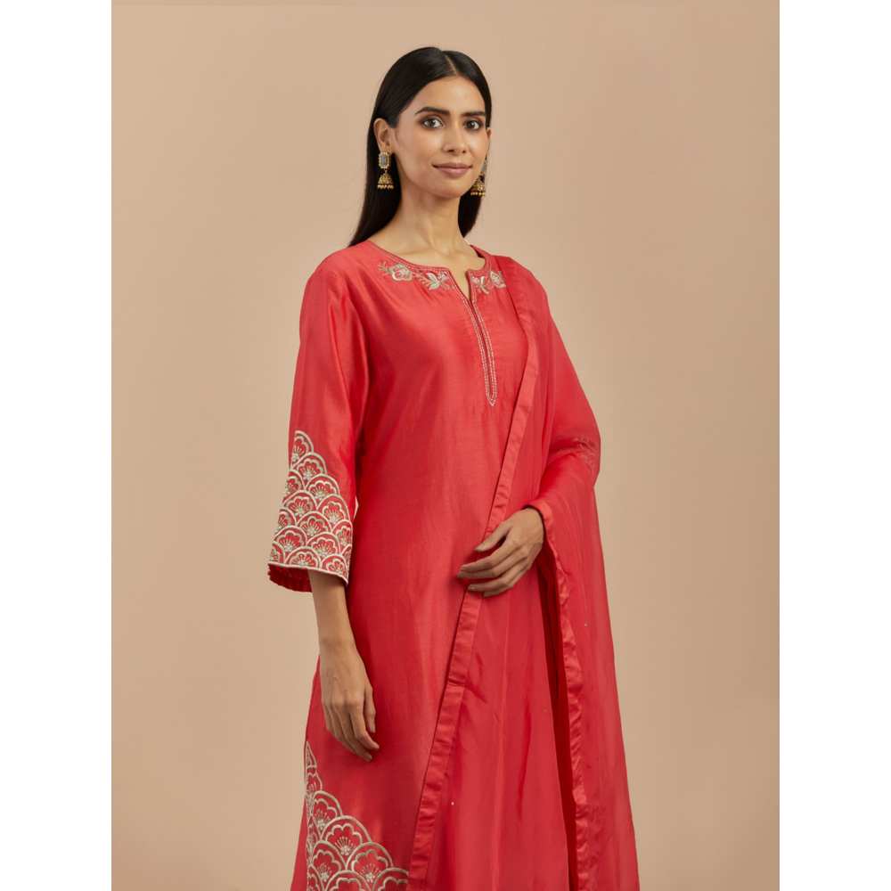 Priya Chaudhary Red Chanderi Silk Pants