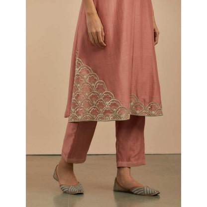 Priya Chaudhary Dust Pink Chanderi Silk Pants