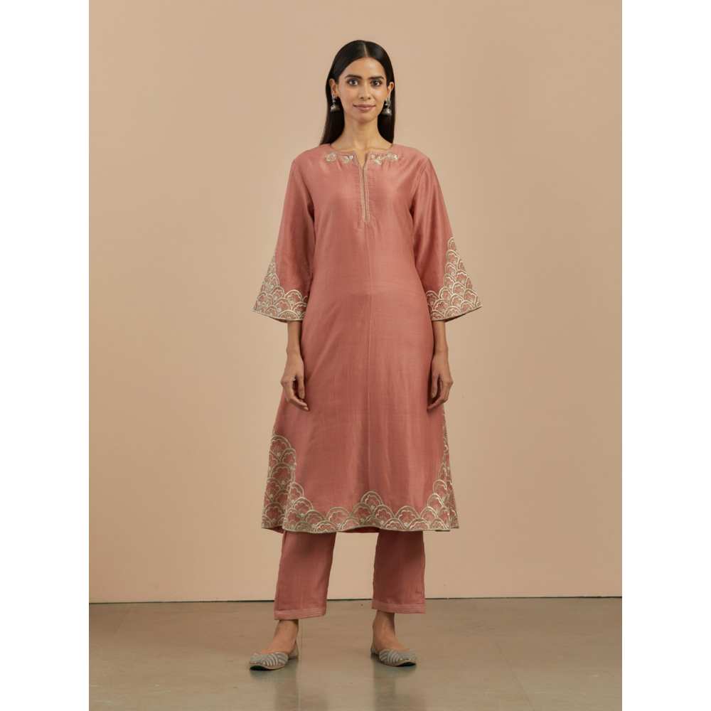 Priya Chaudhary Dust Pink Chanderi Silk Pants