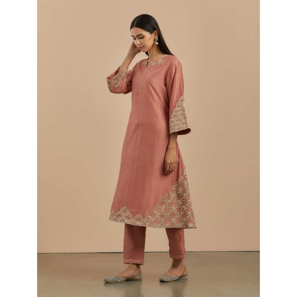 Priya Chaudhary Dust Pink Chanderi Silk Pants