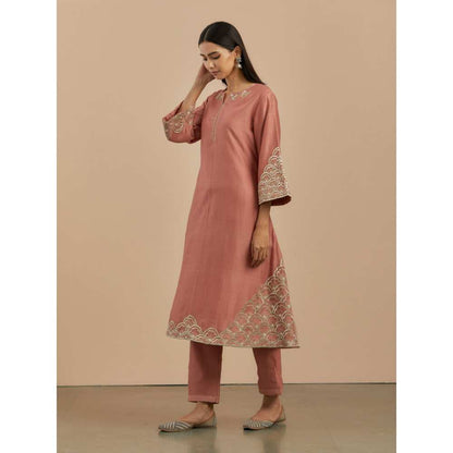 Priya Chaudhary Dust Pink Chanderi Silk Pants