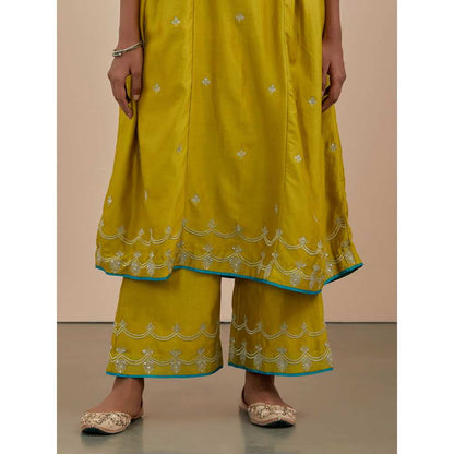 Priya Chaudhary Lime Green Chanderi Silk Pants