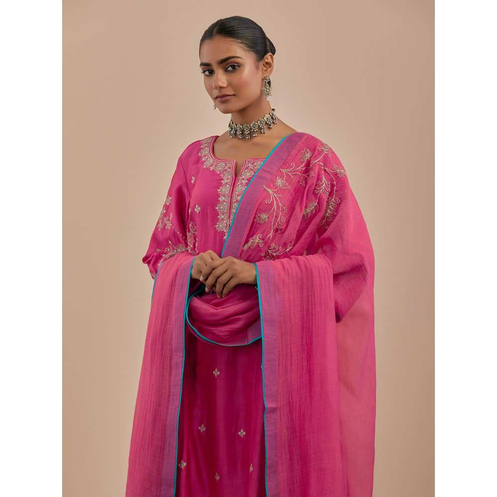 Priya Chaudhary Pink Embroidered Chanderi Silk Kurta