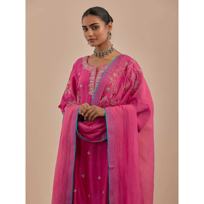Priya Chaudhary Pink Embroidered Chanderi Silk Kurta