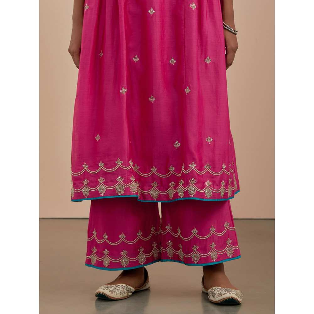 Priya Chaudhary Pink Chanderi Silk Embroidered Pants
