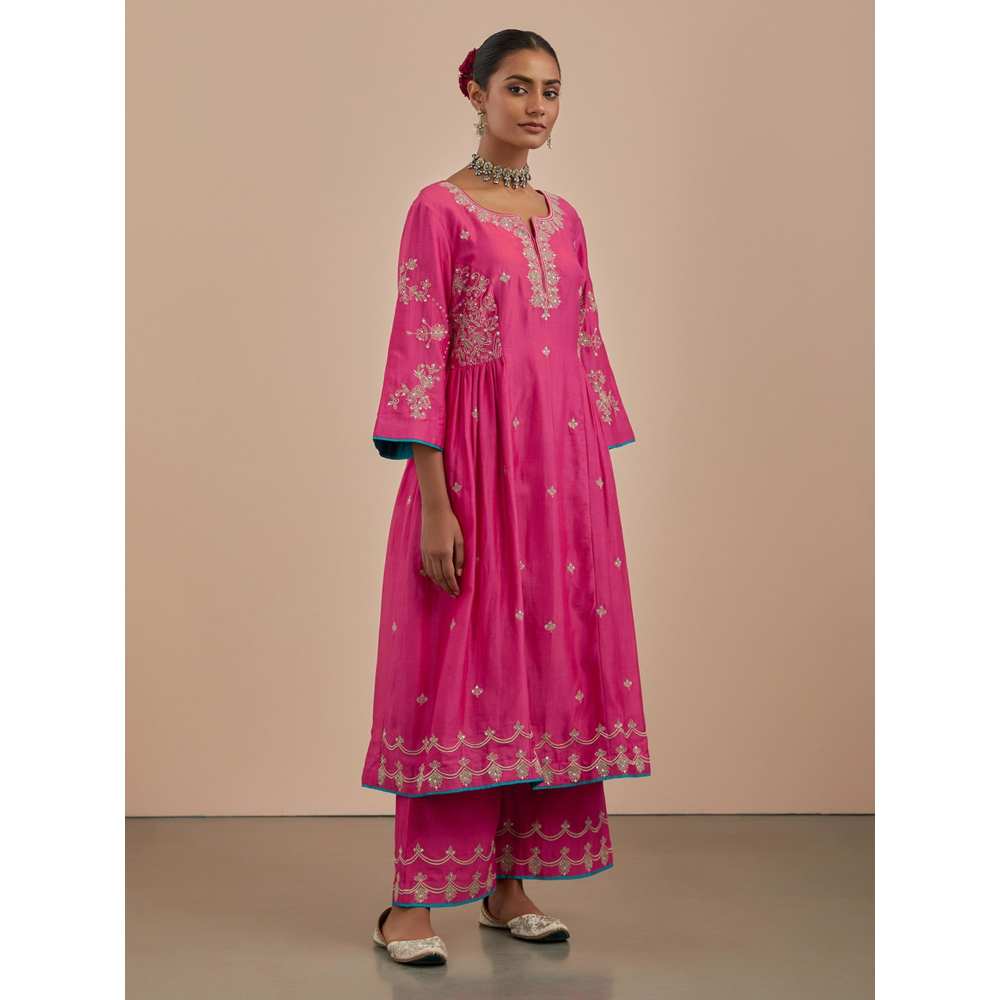 Priya Chaudhary Pink Chanderi Silk Embroidered Pants