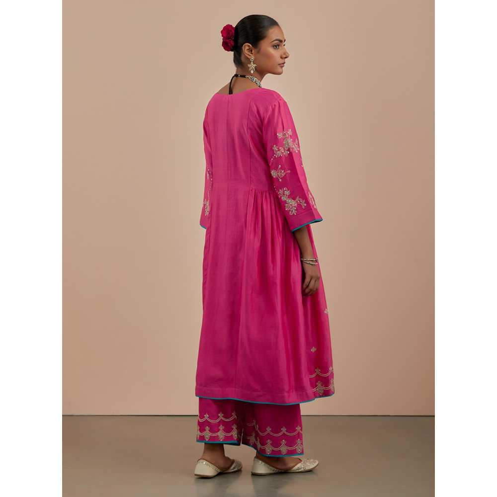 Priya Chaudhary Pink Chanderi Silk Embroidered Pants