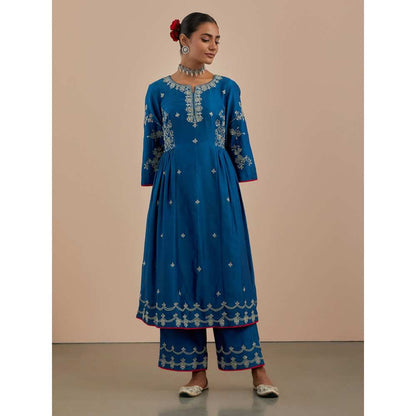 Priya Chaudhary Blue Embroidered Chanderi Silk Kurta