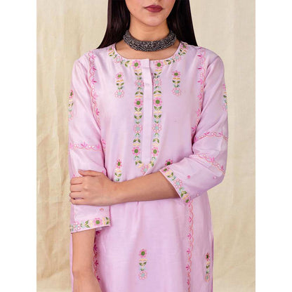 Priya Chaudhary Pink Embroidered Kurta and Palazzo (Set of 2)