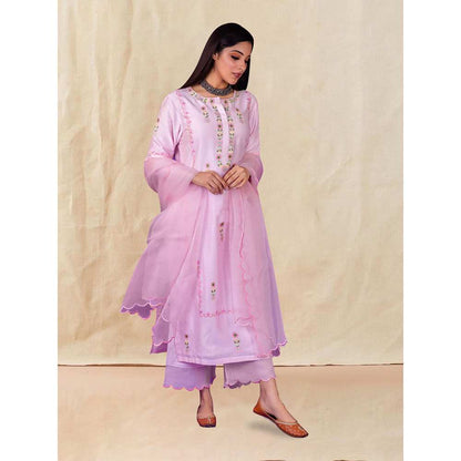 Priya Chaudhary Pink Embroidered Kurta and Palazzo (Set of 2)